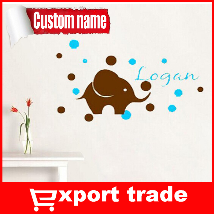 Shipping Elephant Custom Name Wall Stickers For Kids Rooms Living