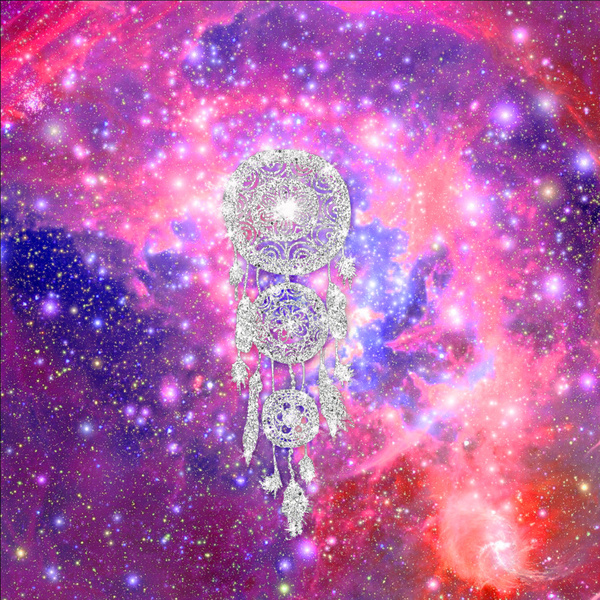 Galaxy Nebula Glitter dreamcatcher Pink Purple Space Art Print by