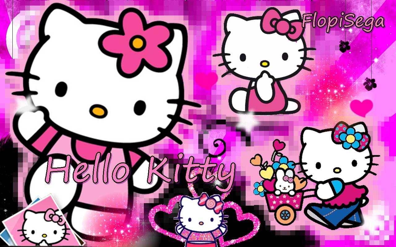 Gambar Hello Kitty Dengan Pita Warna Pink Dan