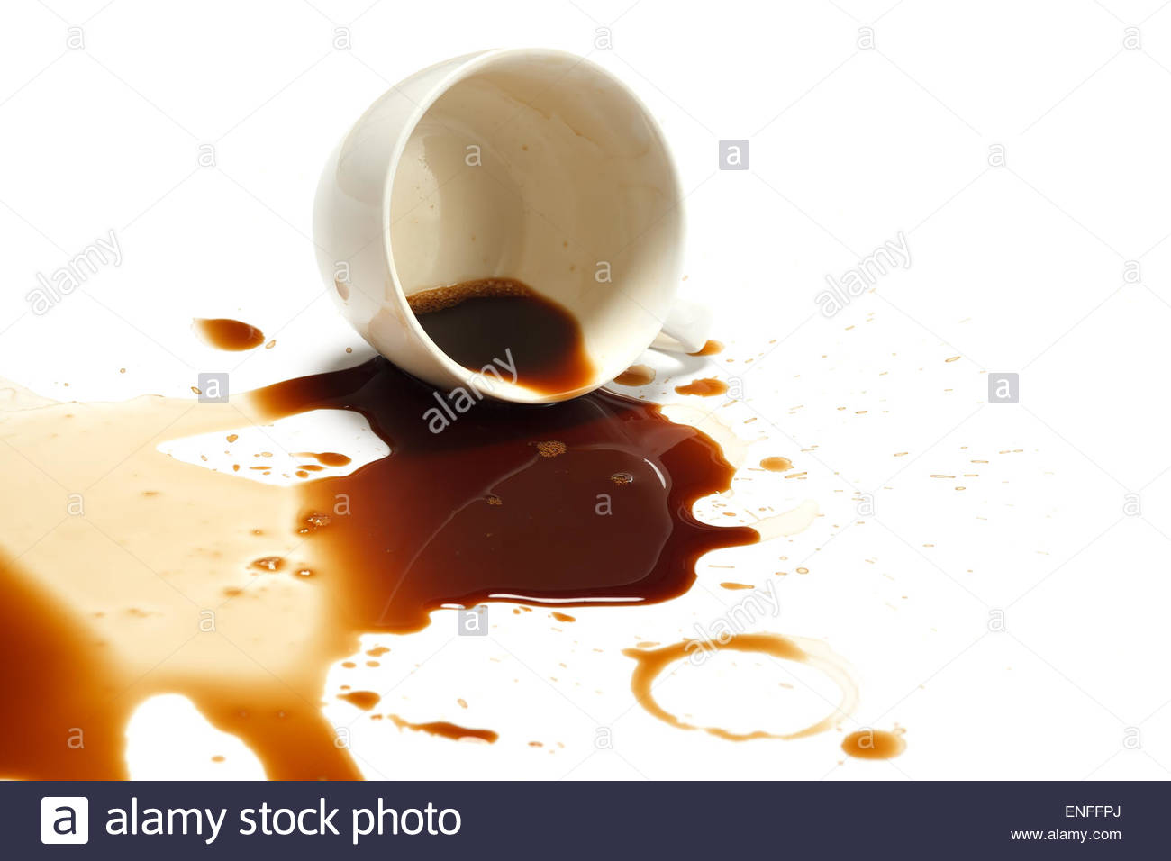 Coffee Spill Stain Accident Drink Drop White Background Stock