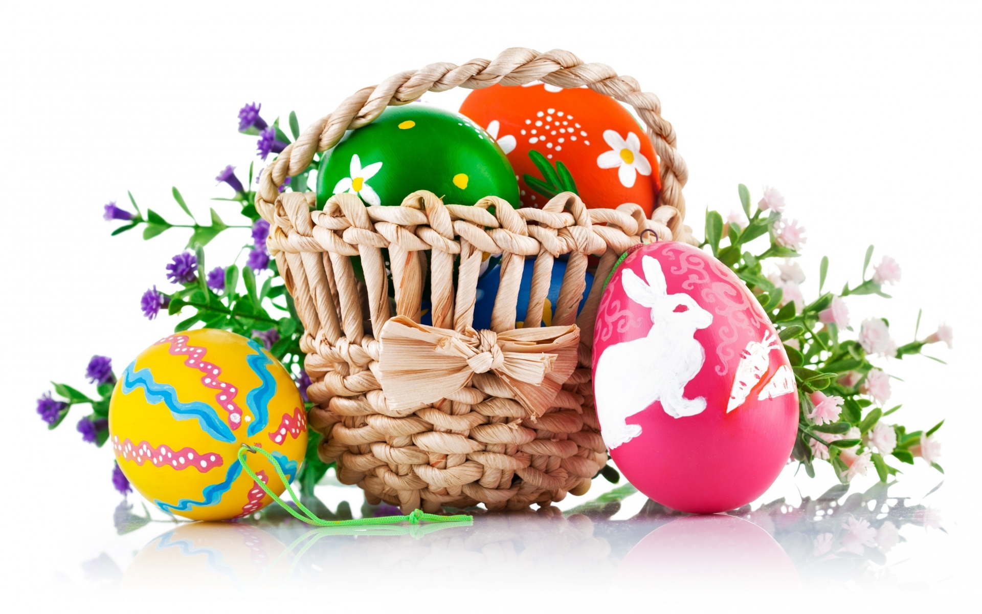 Colorful Easter Egg Basket HD Wallpaper