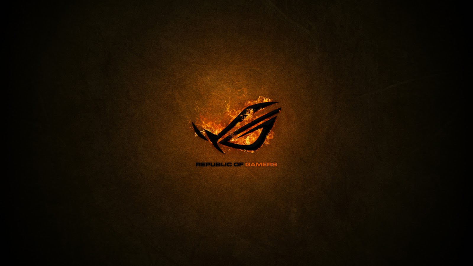 Republic of gamers rog logo on fire computer asus HD Wallpaper Dark 1600x900