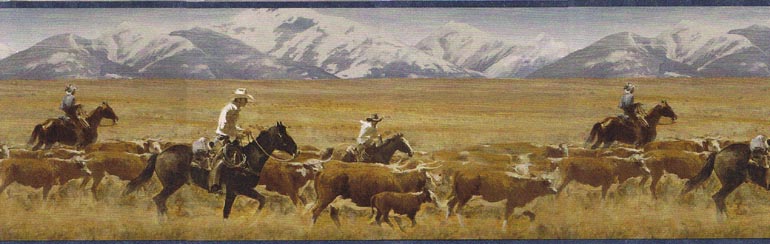 Details About R Jones Western Cowboys Horse Wallpaper Border Mrl2434
