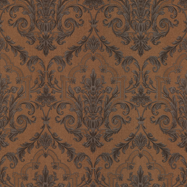 Consuela Copper Damask Wallpaper Eclectic