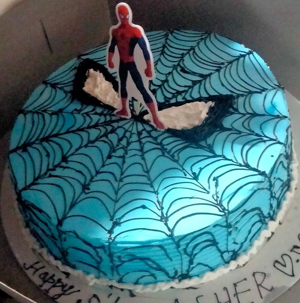 Spiderman Theme Cake Blue Purely From Home