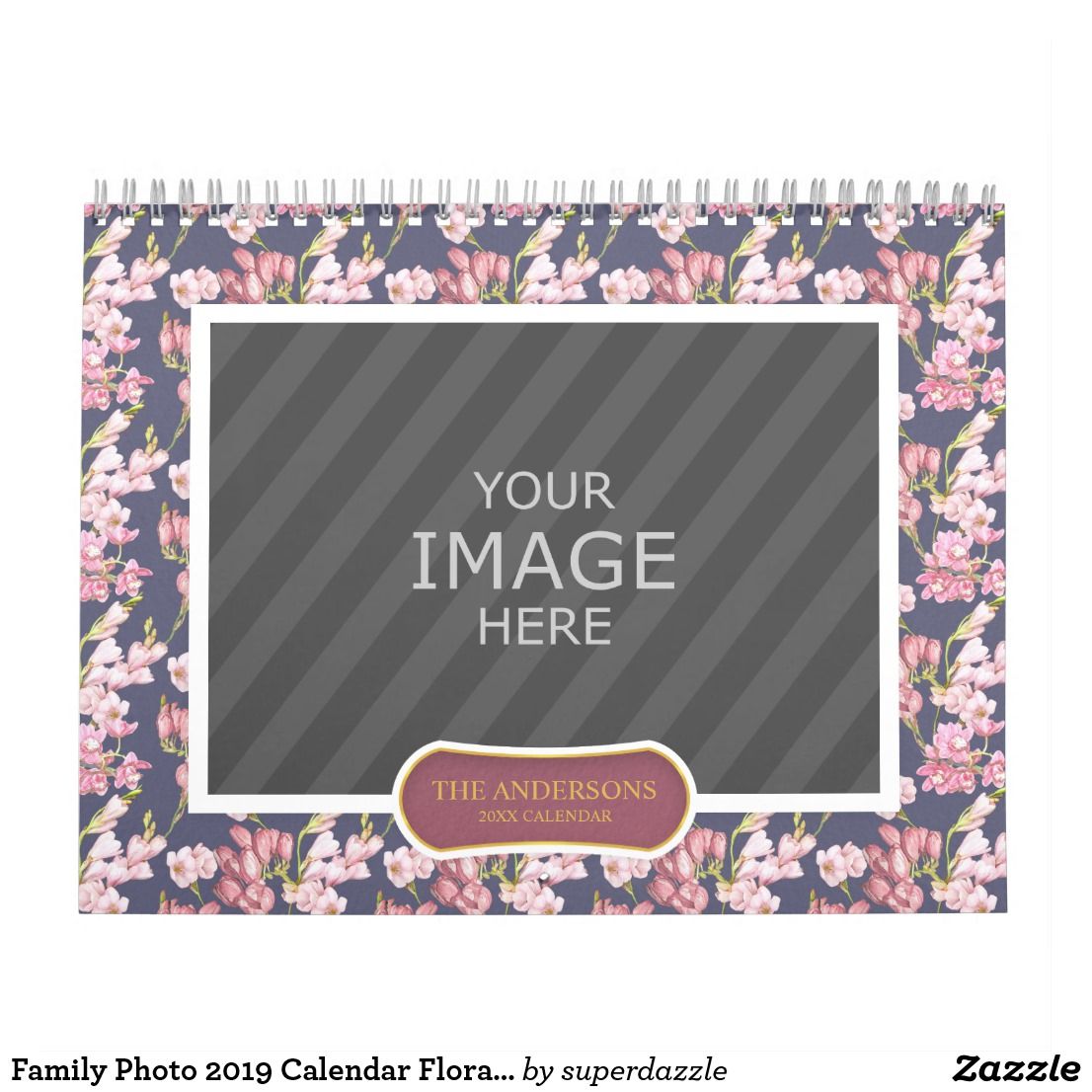 Family Photo Calendar Floral Background