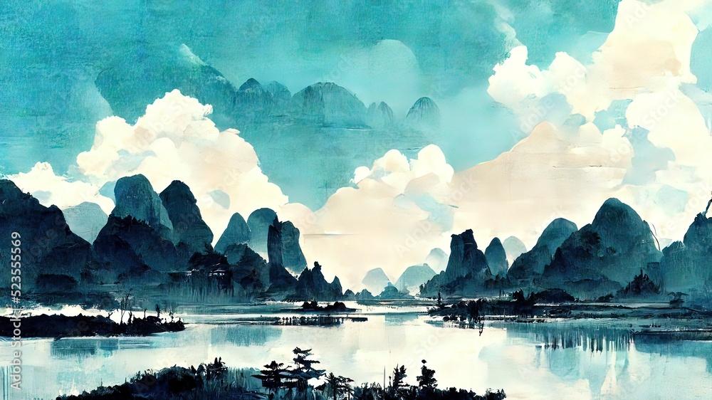 Download Traditional Chinese Ink Painting With Blue And Black Colors download-traditional-chinese-ink-painting-with-blue-and-black-colors