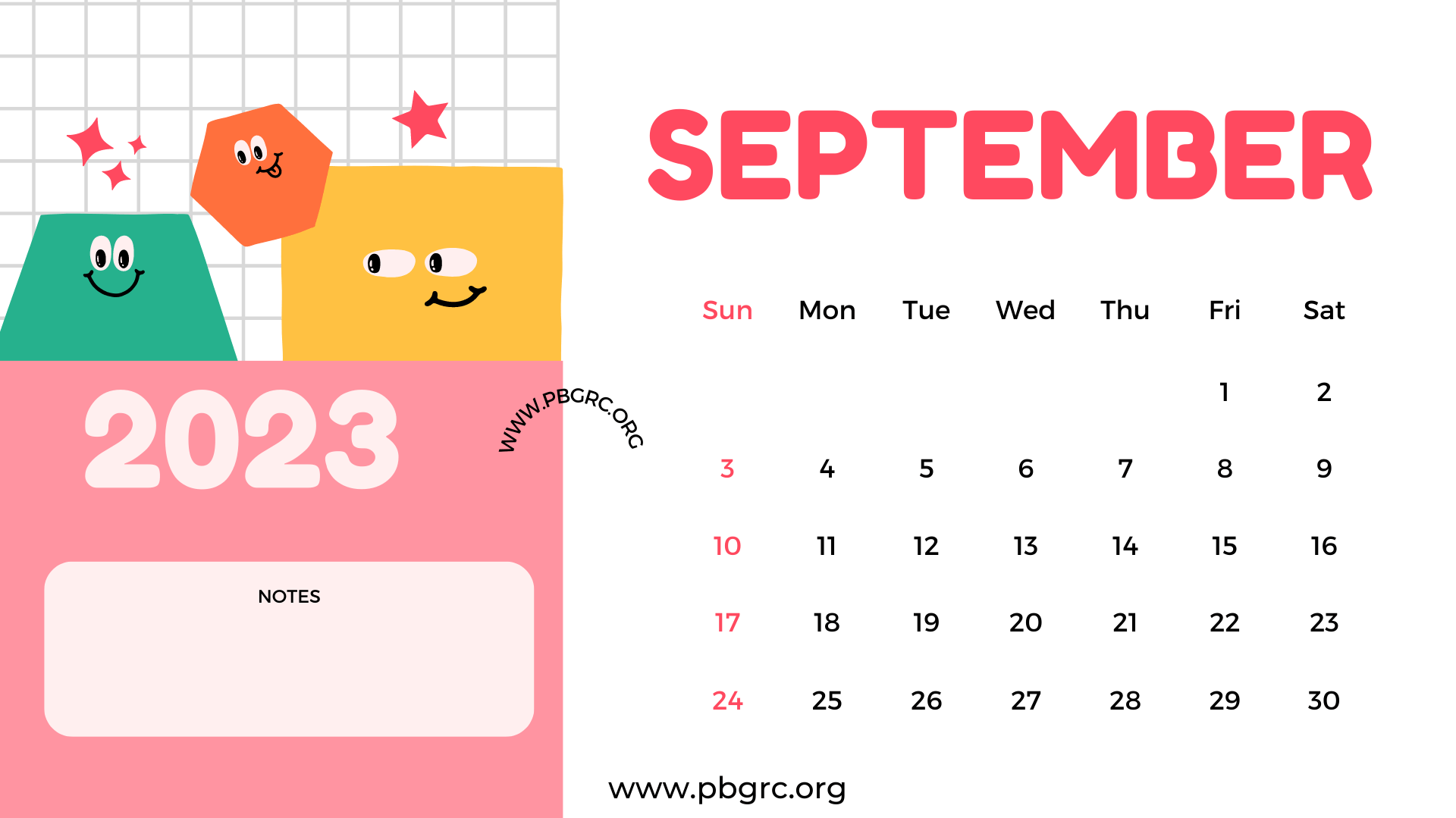 Cute September Calendar Floral Wallpaper