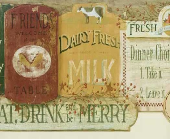 Country Kitchen Signs Wallpaper Border