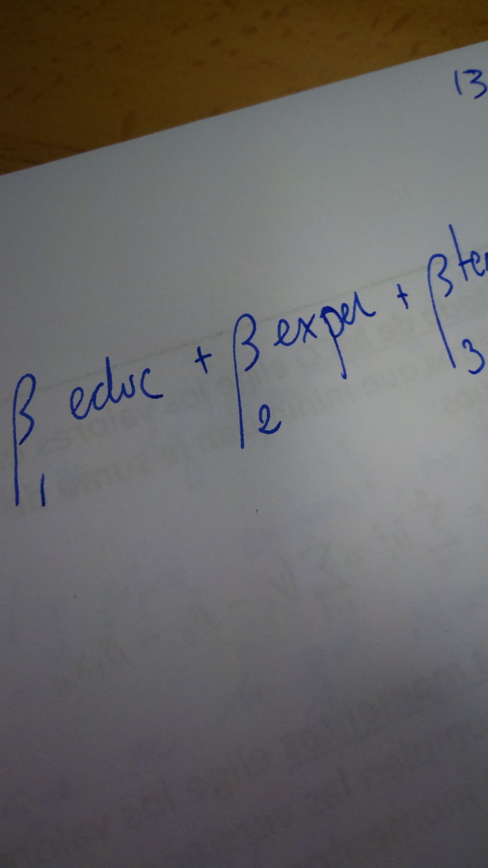Beatuiful Beta Hand Written In Econometrics Class 9gag