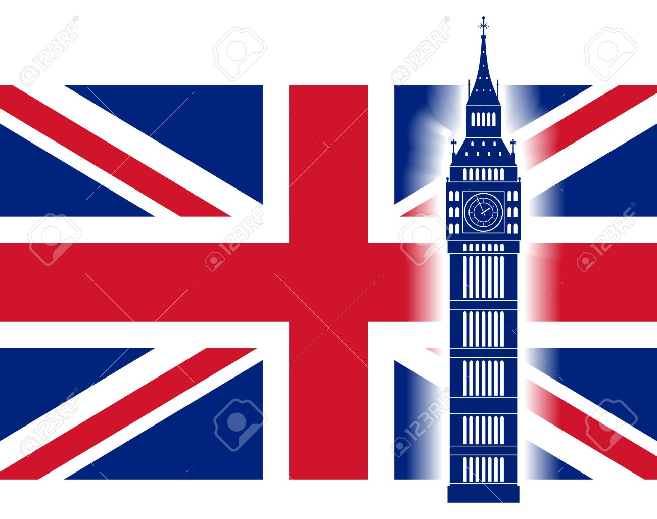 Big Ben On Background Of Great Britain Flag British Union Jack