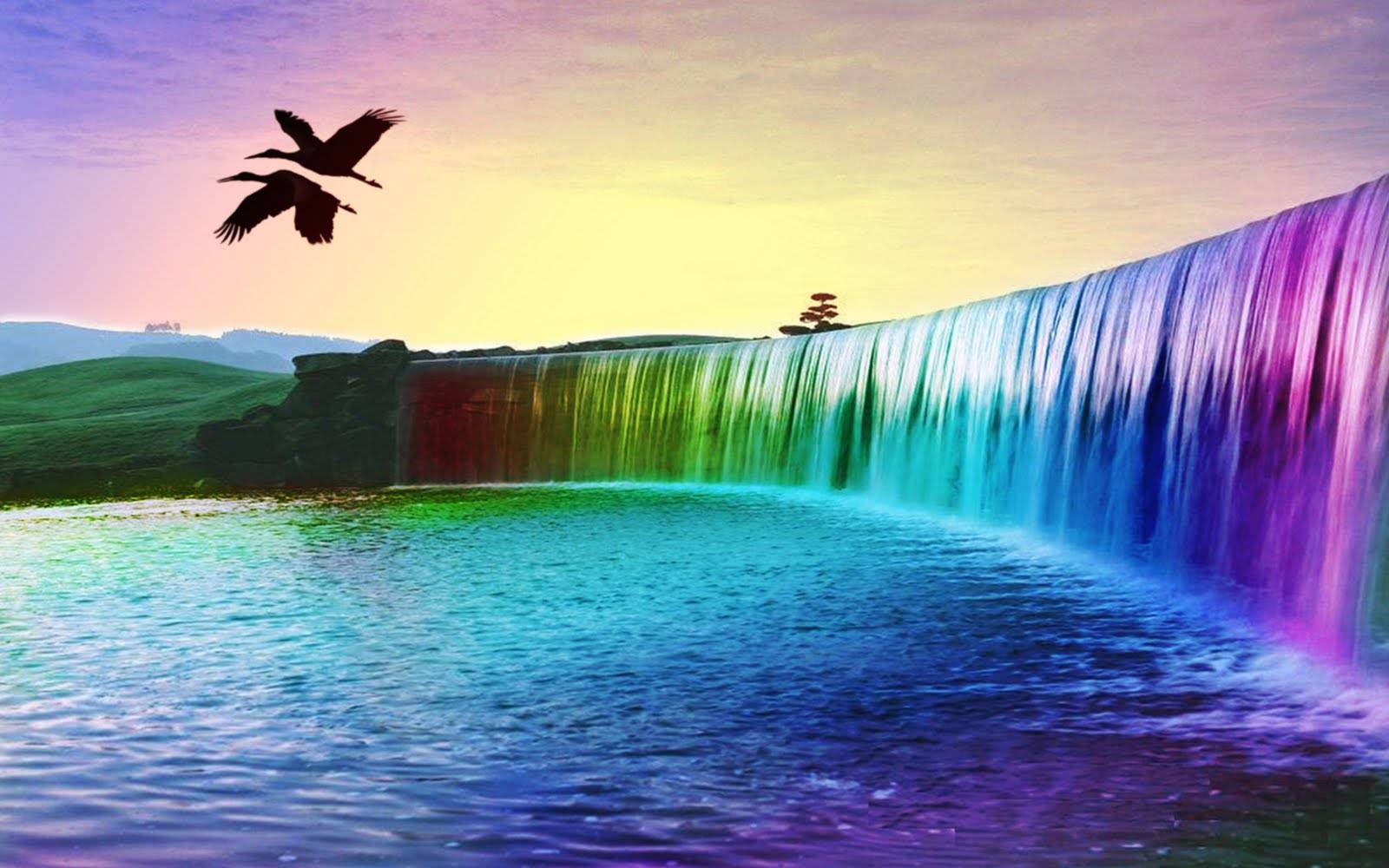 Rainbow Wallpaper Nature Waterfall HD