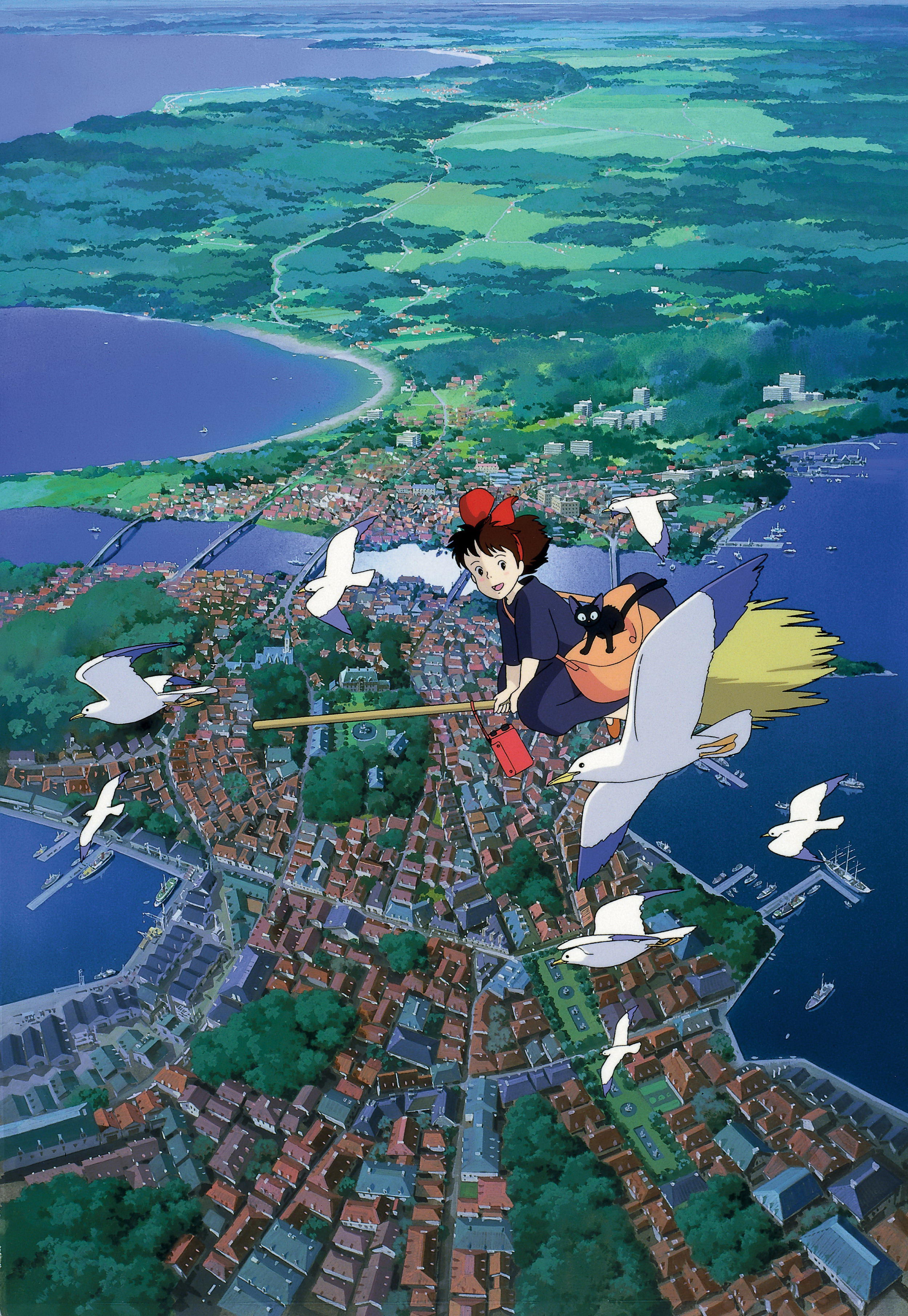 898351 4K anime outdoors witch clouds city flying Kikis Delivery  Service Alexi Ansell  Rare Gallery HD Wallpapers