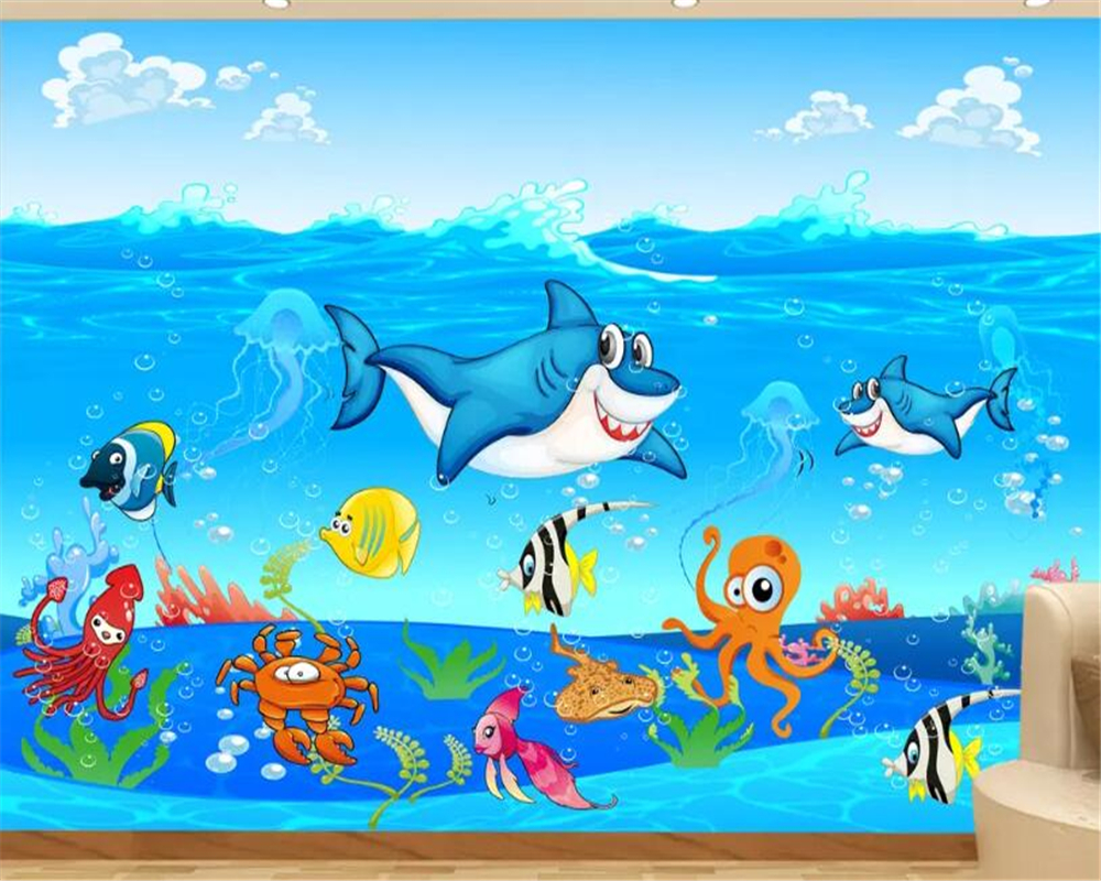 Beibehang Wallpaper For Kids Room Mural 3d Underwater World