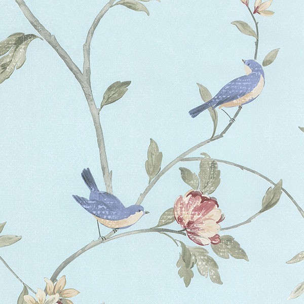Blue Birds in Blossoming Trees Wallpaper   Traditional   Wallpaper 600x600