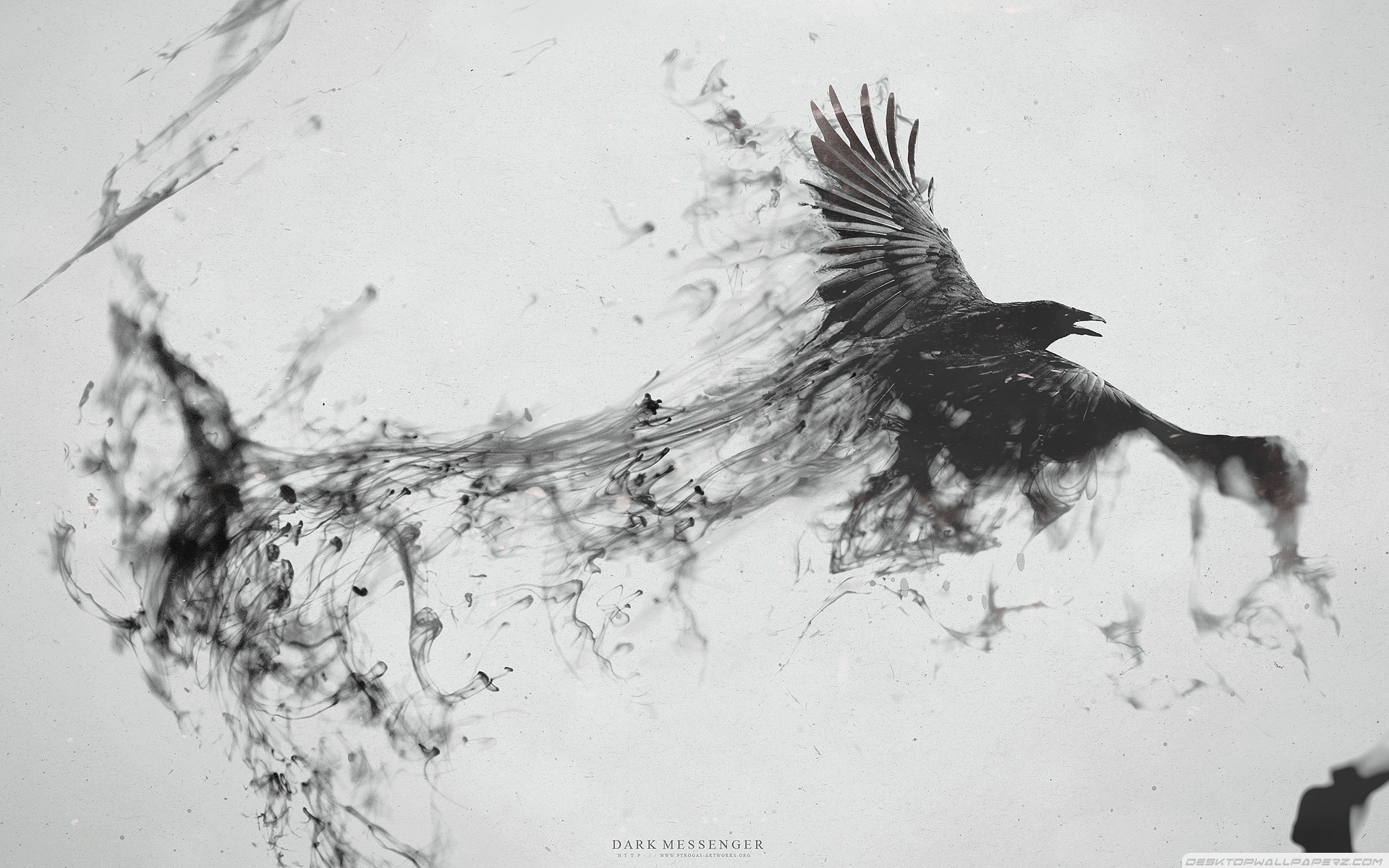 Black And White Monochrome Dark Messenger Birds Digital Artistic Raven