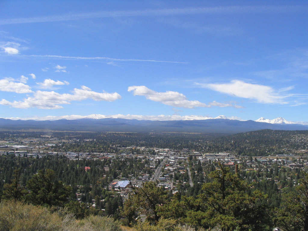 Or Of Bend From Pilot Butte The Cascades In Background