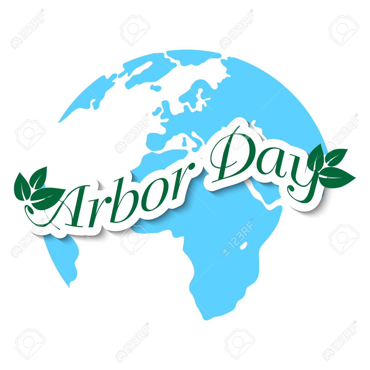 Arbor Day Banner Template With Leaves On World Background Vector