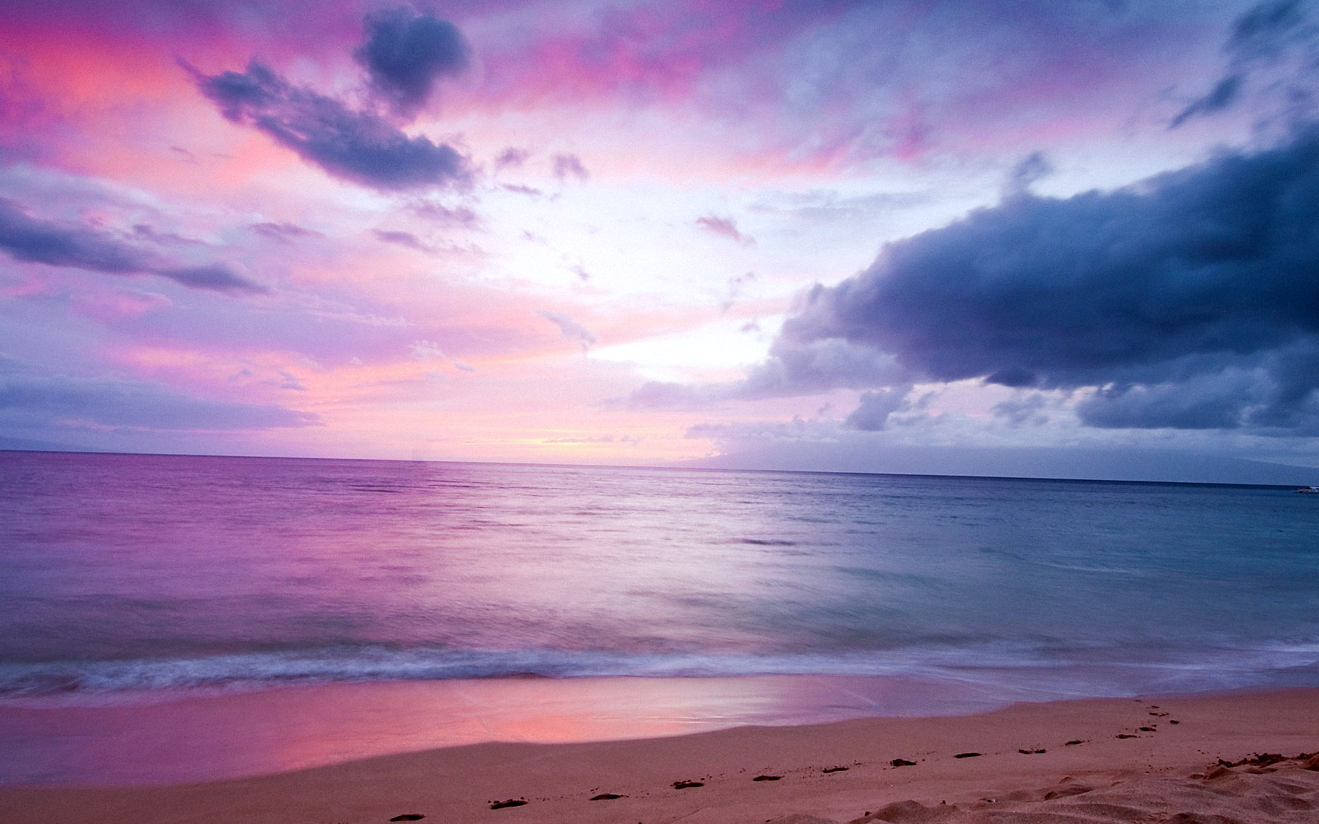 Beach Sea Purple Landscape Wallpaper HD