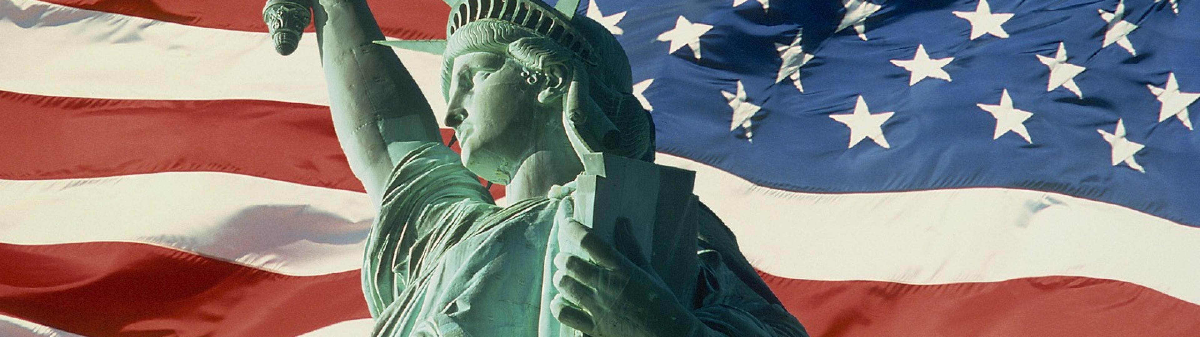 Flag Statue Of Liberty Best Widescreen Background HD Wallpaper