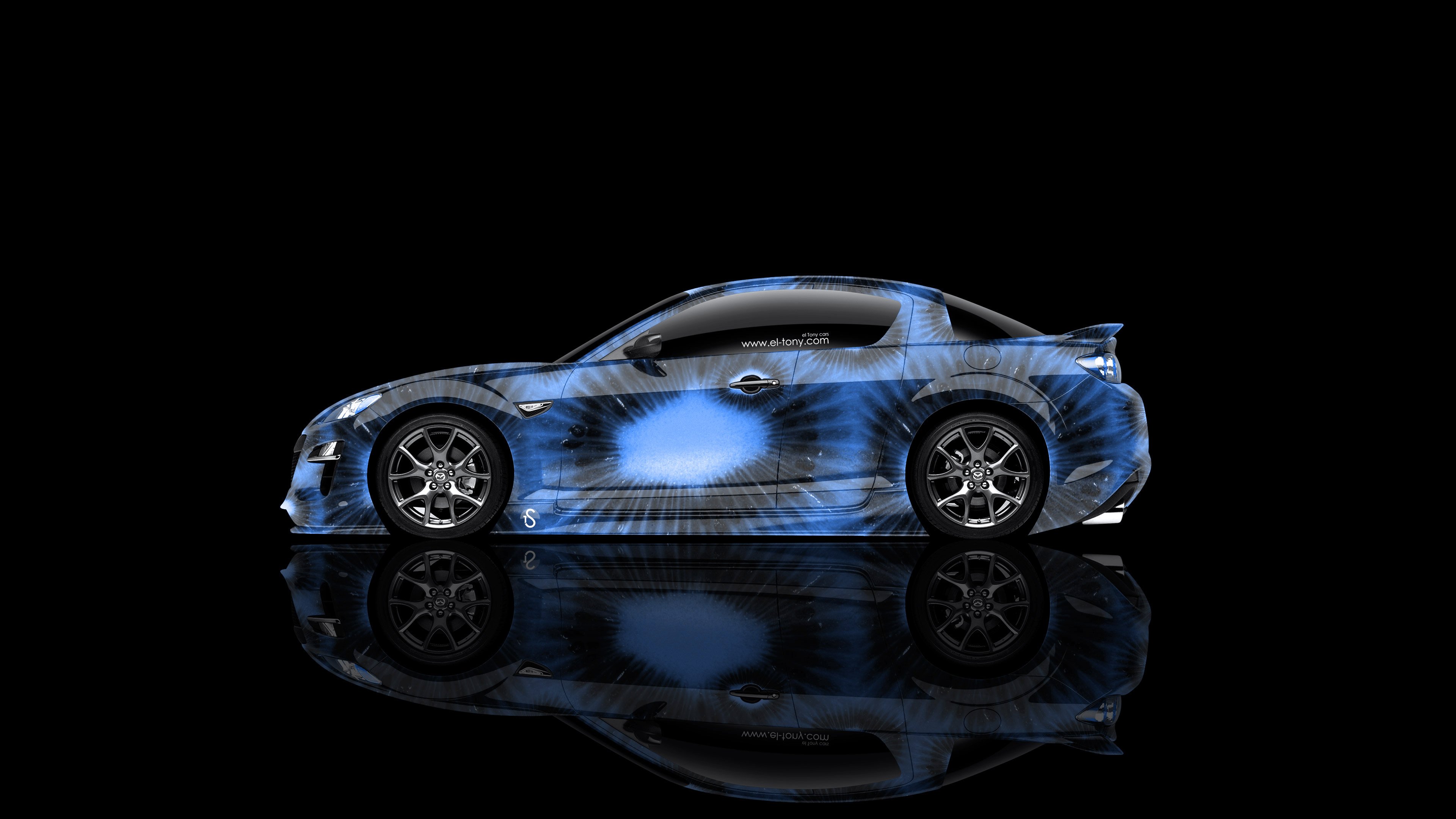 Mazda RX8 JDM Side Kiwi Aerography Car 2014 Blue Colors 4K Wallpapers