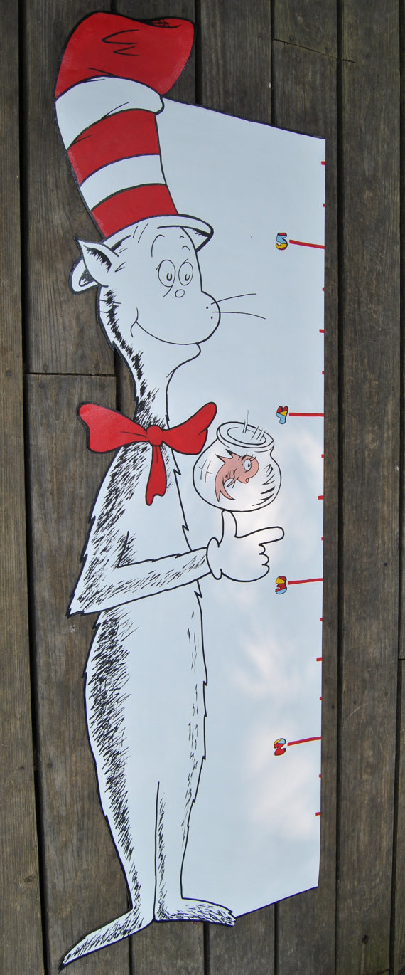 Dr Seuss Cat in the Hat Wallpaper Mural Growth Chart by mamashpey1 570x1370