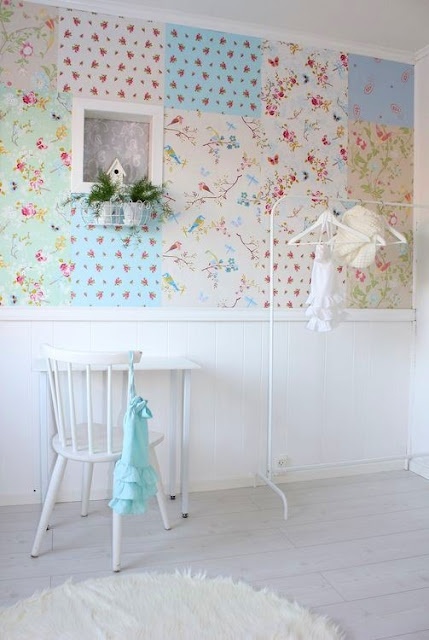 Use Scrapbook Paper To Wallpaper A Patchwork Quilt Wefollowpics