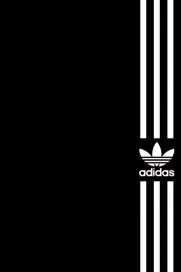 white adidas logo with black background