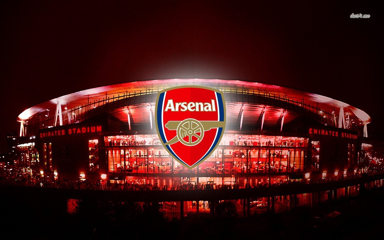 Arsenal Logo And Emirates Stadium Wallpaper