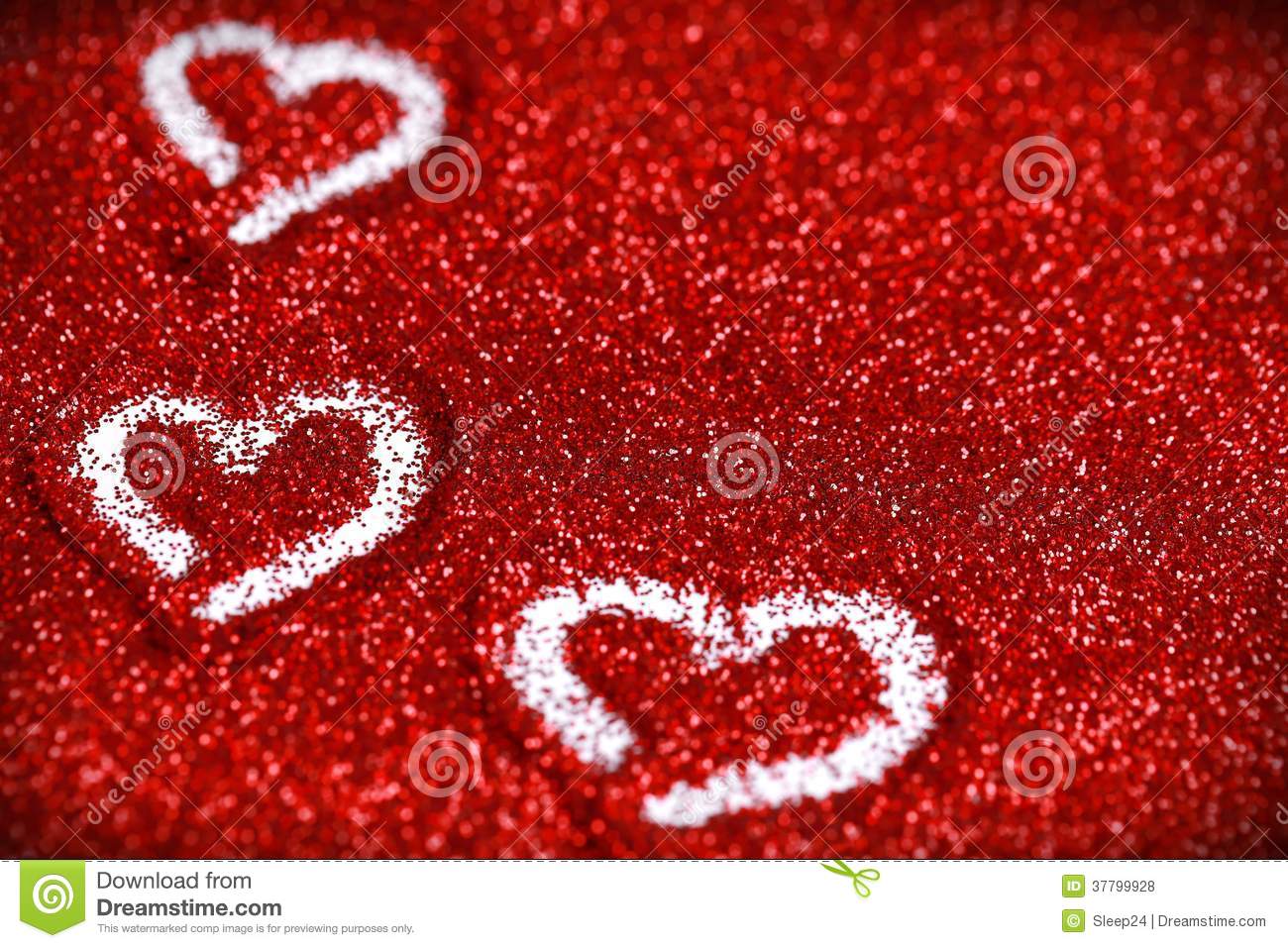 Red Glitter Hearts Valentine Day Abstract Background Love Sparkle