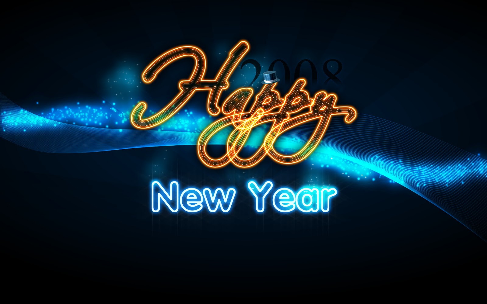 Happy New Year Op Blauwe Desktop Achtergrond