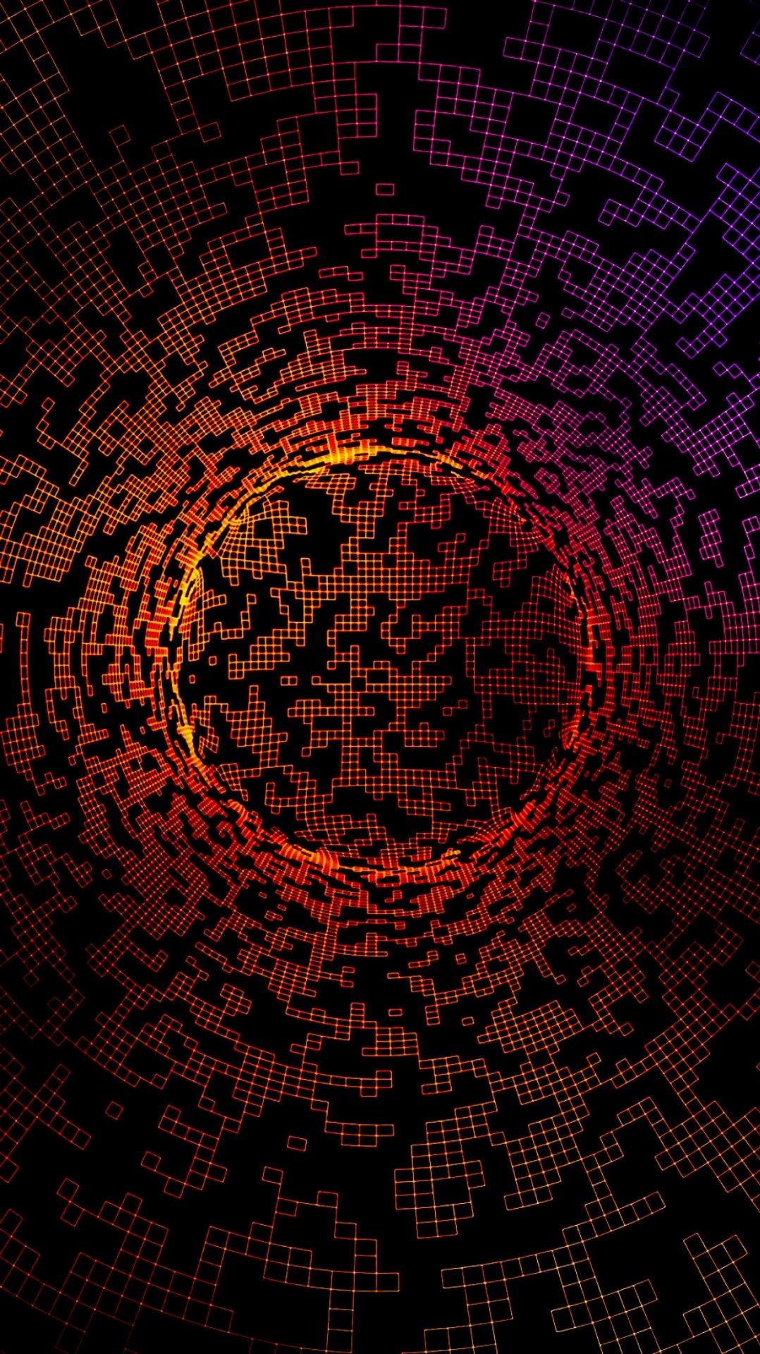 Abstract Orange Purple And Blue Lines Squares Wallpaper