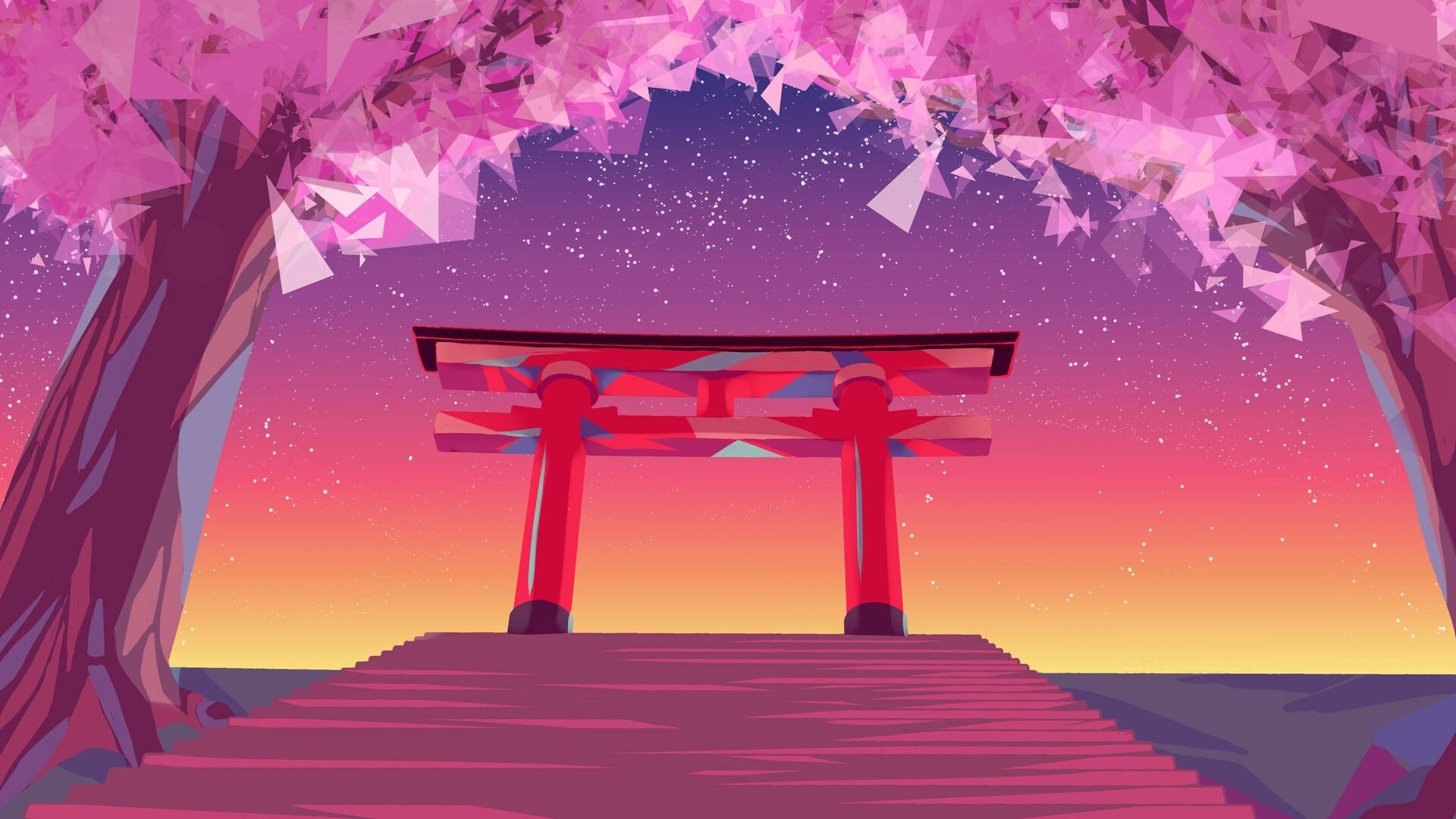 Torii Gate Polygon Art 1zcnxzuk7sm68w2j Wallpaper