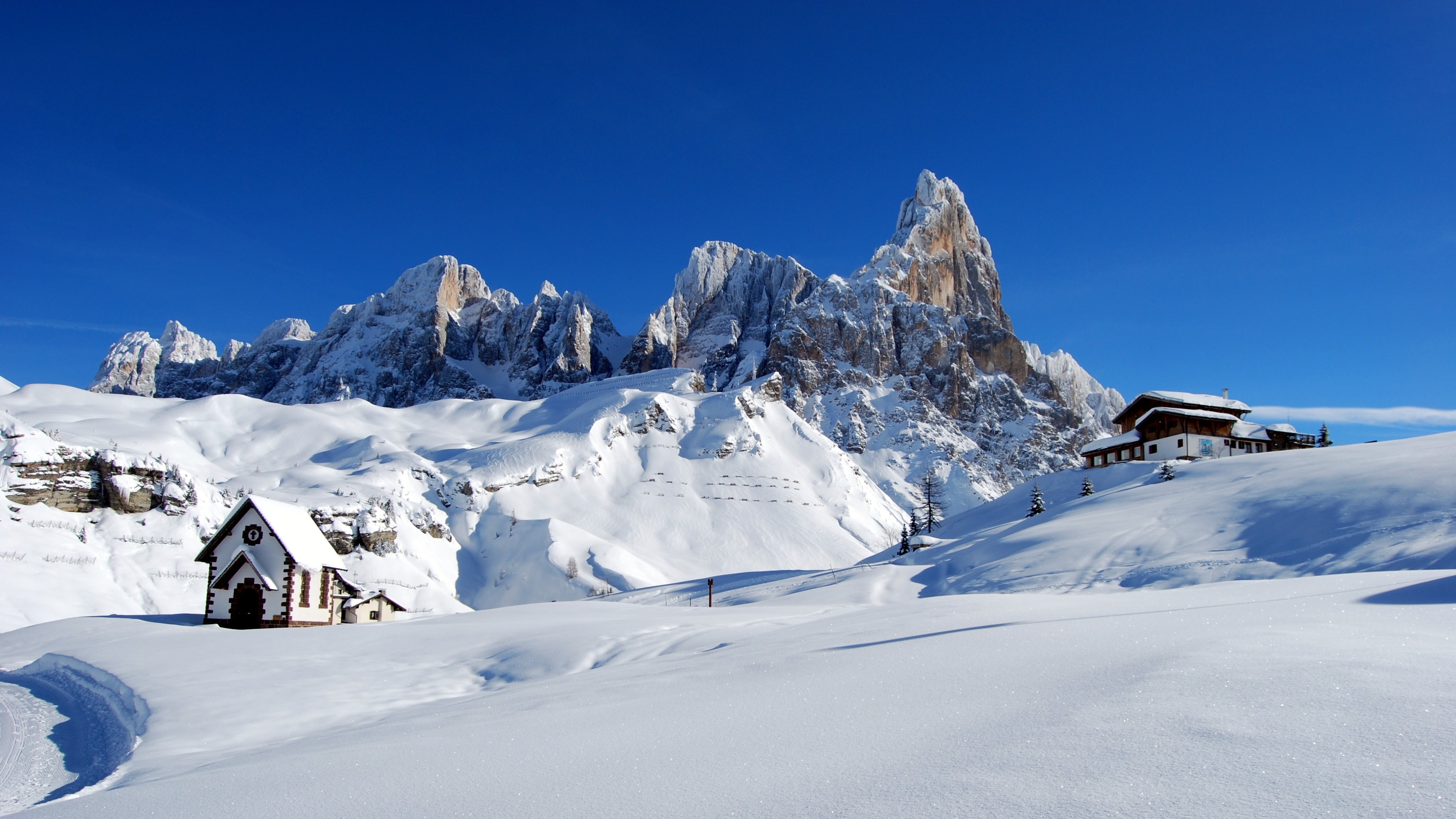 Dolomites Alps Italy Winter Snow HD Wallpaper 4k