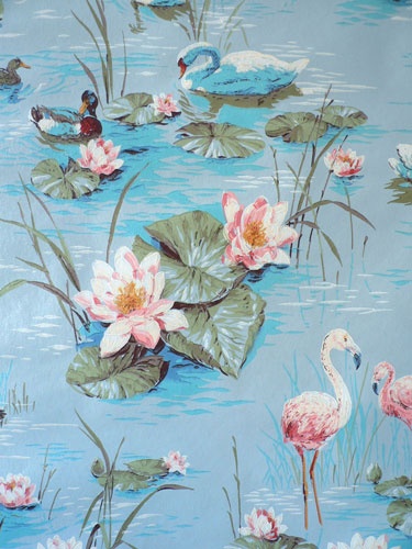 Swan Lake Vintage Wallpaper Blue Background