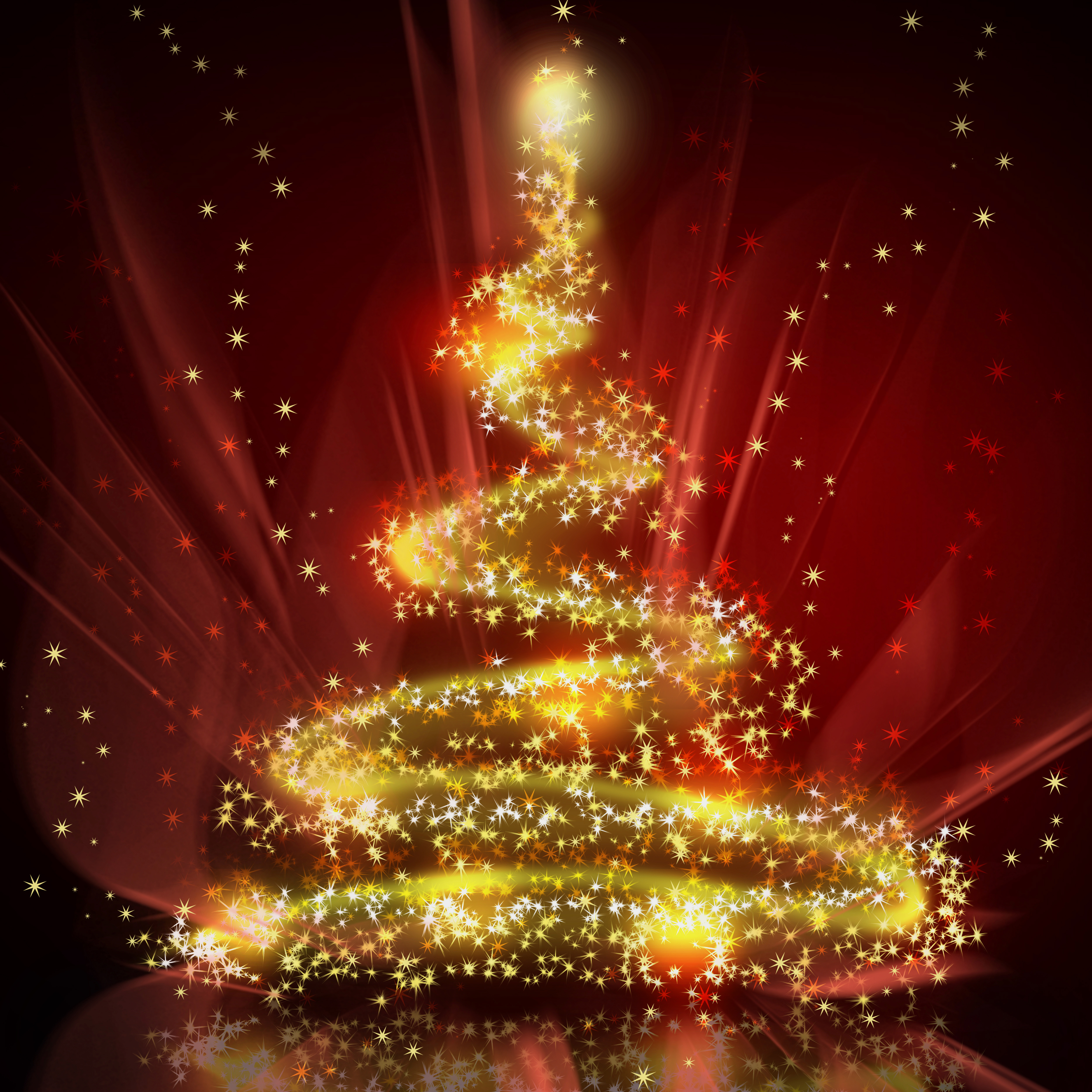 Gold Christmas Tree Background Red