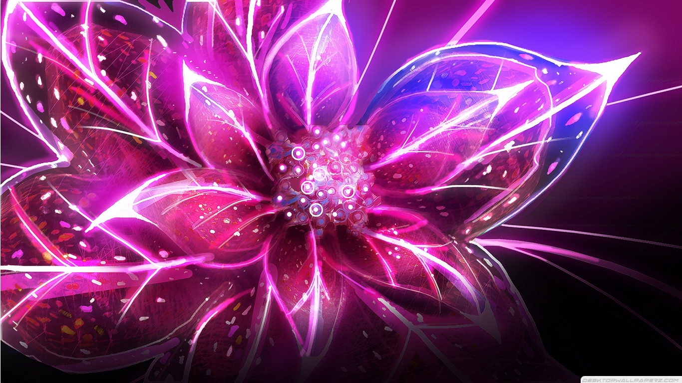 3d Abstract Fantasy Art Artwork Child Of Eden Colorful Flower Pink 1366x768