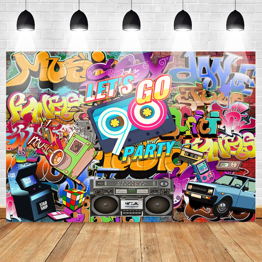 🔥 Free download Lets Go 90s Party Backdrop Graffiti Wall Hip Pop 90s ...