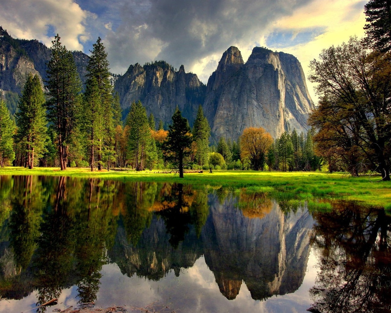 Yosemite Nationalpark Usa See Wasser Reflexion B Ume Gras Berge