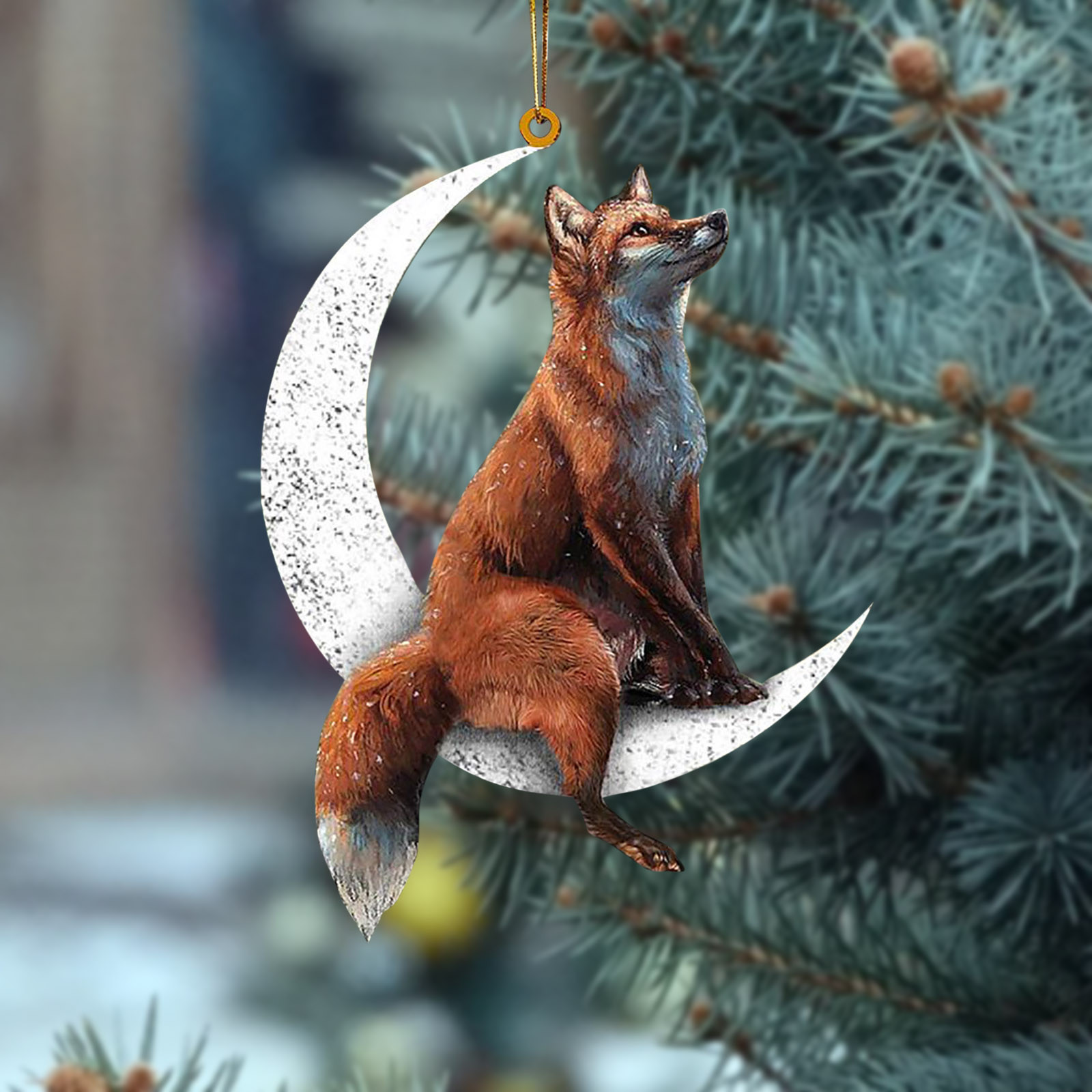 Mnycxen Christmas Animals Sitting On The Moon Pendant