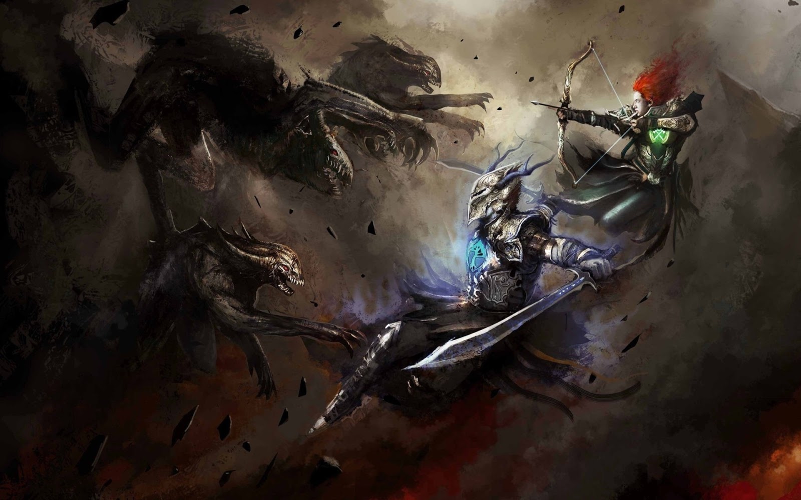 Beast Fighting Armor Sword Bow Fantasy HD Wallpaper Background Photo