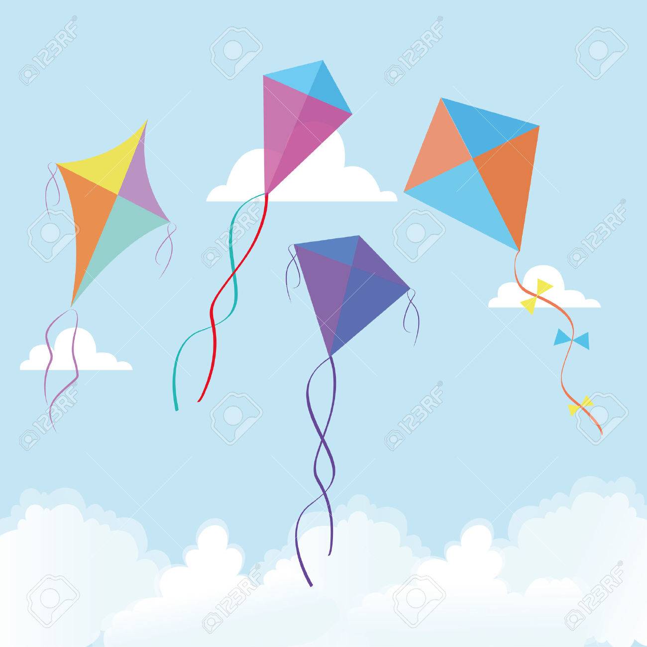 Abstract Cute Kites On A Special Background Royalty Cliparts