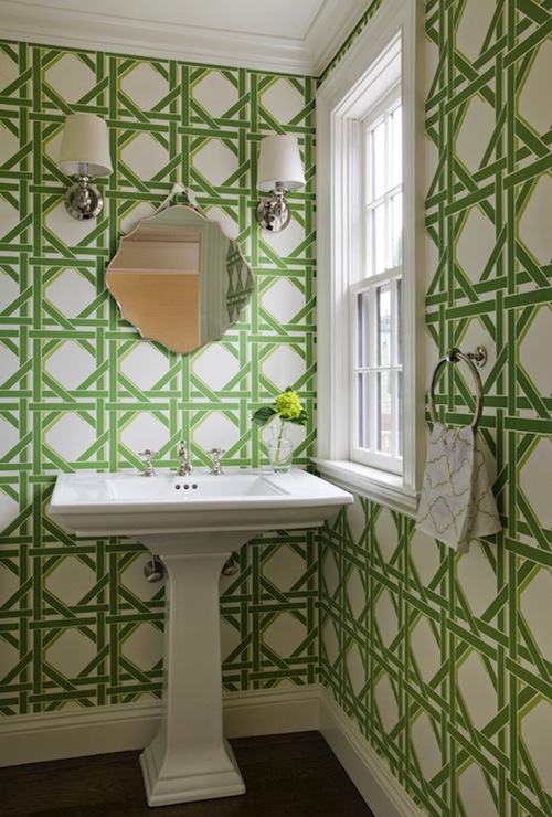 Lattice Wallpaper White And Green