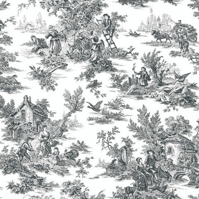 Black And White Colonial Toile Wallpaper All Walls