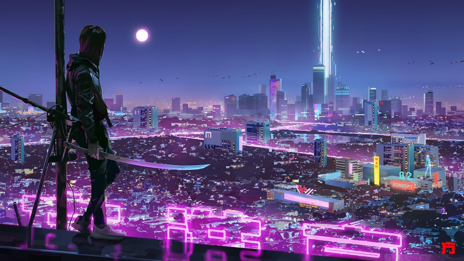 Desktop Wallpaper 1080p Cyberpunk In City