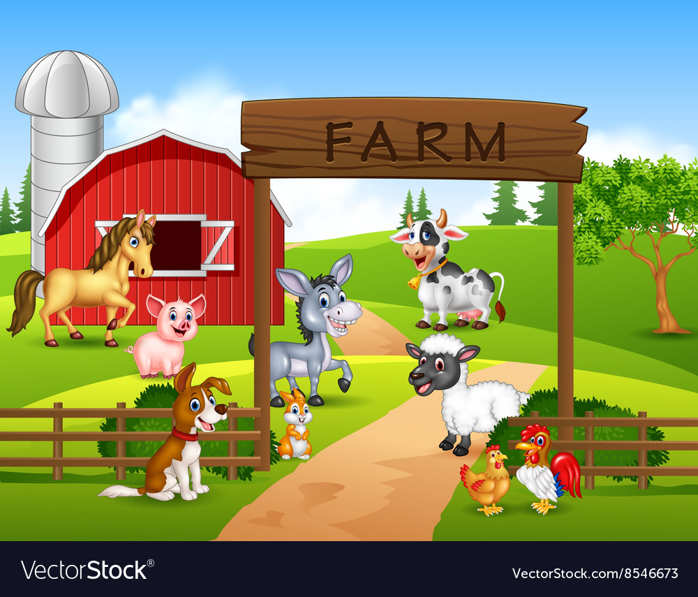 Farm Background With Animals Royalty Vector Image