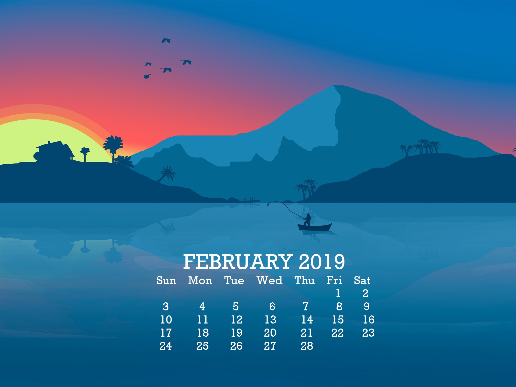 February Desktop Background Calendar