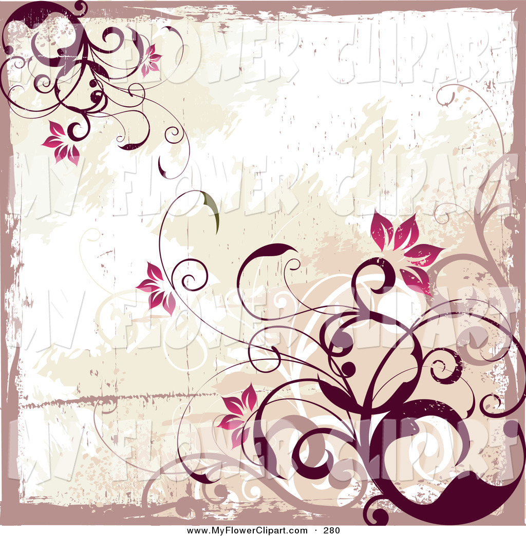 Vine With A Pale Pink Border Over Green And White Grunge Background