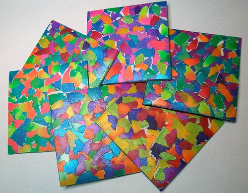Torn Paper Technique Set Of Different Coasters