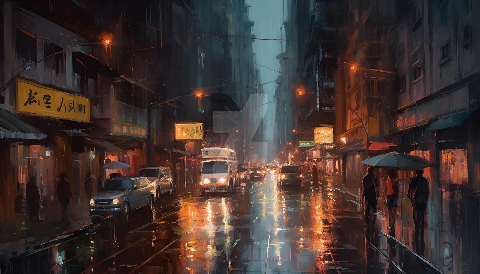 City Oil Painting By Imagineaiart99
